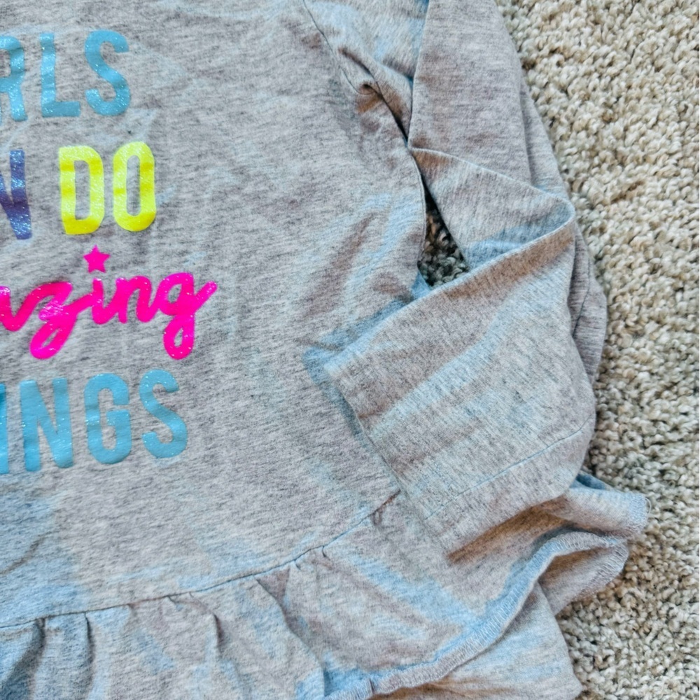 Capelli Girls Long Sleeve Peplum Top inspirational shirt gray– Size 4T - Picture 4 of 7